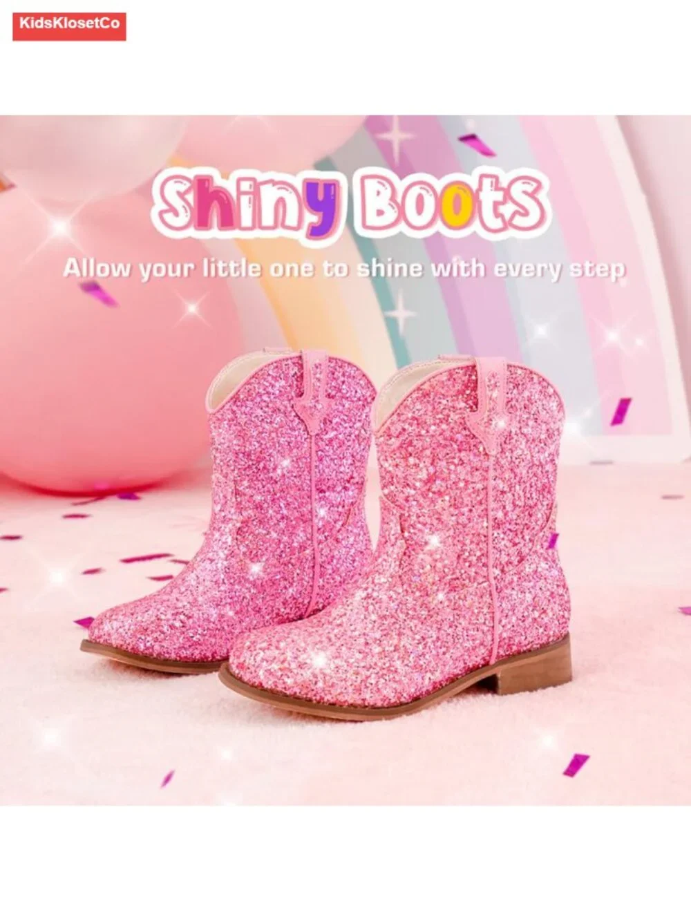 Toddler Girls Glitter Cowgirl Boots Ankle Cowboy Boots Little Kids Horse Riding